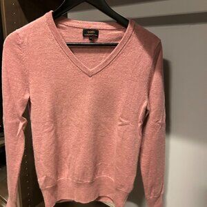 Quince 100% Cashmere V‑Neck Sweater – Misty Mauve, XS